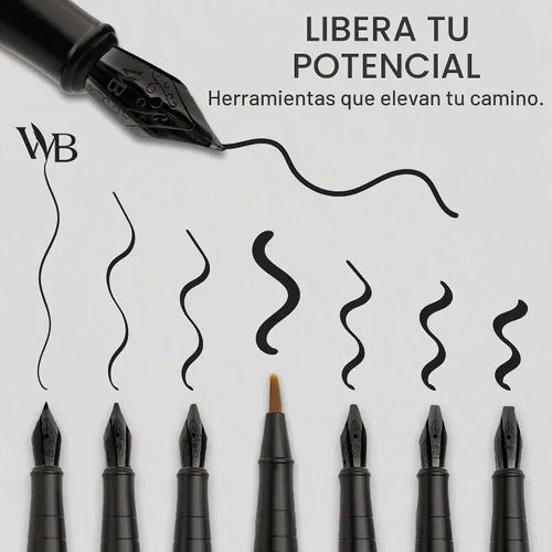 Vista 5 de Wordsworth & Black Luxury Calligraphy Pen Set for Writing, 6 Nibs,All Black Todo negro