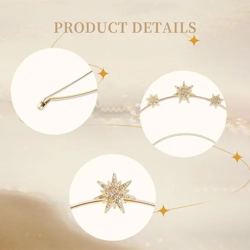 Vista 4 de Halo Crown - Stars Crystal Goddess HeadBand with Earrings Mary Metal Halo Headpiece Celestial Crowns Tiaras for Women Bridal Wedding Costume Cosplay