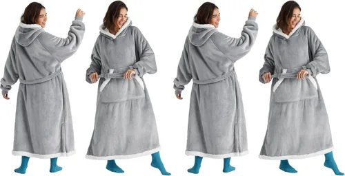 Vista 11 de Bedsure - Manta con capucha portátil, sudadera con capucha larga como regalos de Navidad y cumpleaños para hombres, sudadera con capucha de sherpa