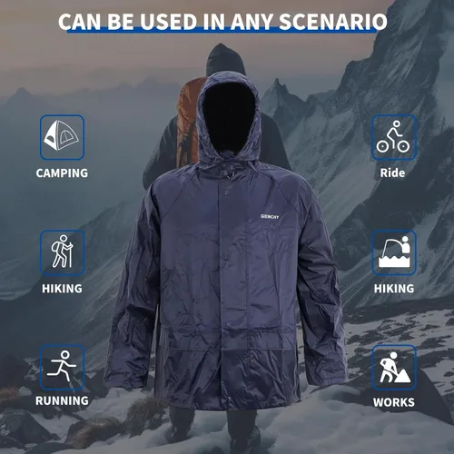 Vista 3 de Traje impermeable al aire libre impermeable transpirable alto rendimiento duradero lluvia Gear chaqueta con capucha