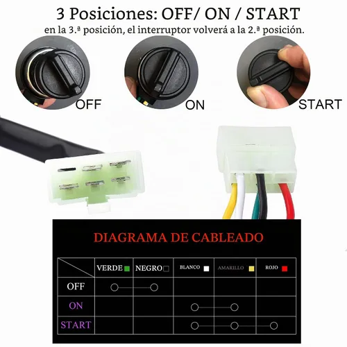 Vista 3 de Interruptor de llave de encendido de 5 cables con cubierta de polvo