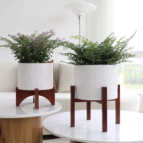 Vista 3 de LA JOLIE MUSE Macetas para plantas, maceta de cerámica de 8 pulgadas con soporte para plantas