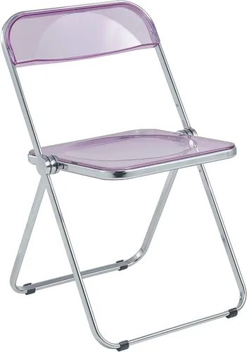 Vista 23 de LeisureMod Lawrence - Silla plegable de acrílico transparente moderna con marco de metal, asiento transparente que ahorra espacio para comedor