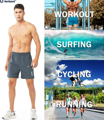 Vista 5 de NORTHYARD - Pantalones cortos deportivos para correr para hombres, ligeros, de secado rápido, 7, 5 o 9 pulgadas, para senderismo, deportes, gimnasio