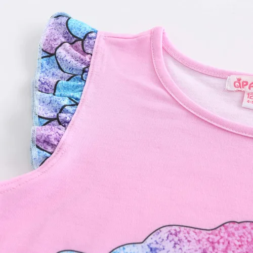 Vista 2 de QPANCY Chicas a juego Camisones Princesa Flutter Manga Pijamas Ropa de dormir Vestidos de Noche