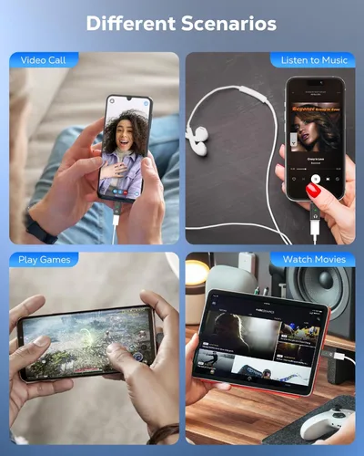 Vista 6 de MoKo Adaptador de audio Lightning a USB-C, no para micrófonos/carga/transferencia de datos, USB C macho a hembra, adaptador de auriculares Lightning