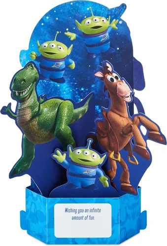 Vista 3 de Hallmark Paper Wonder - Tarjeta desplegable de Toy Story de Disney y Pixar para cumpleaños, primer día de escuela, felicitaciones