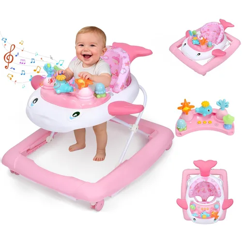 Vista 8 de Andador de bebé con ruedas, música y luces plegable Baby Walker Azul