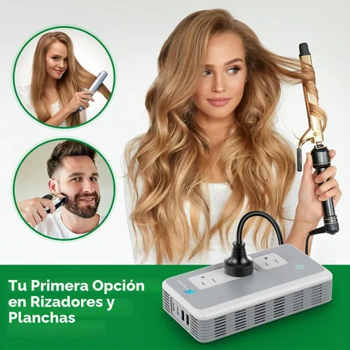 Vista 2 de Convertidor de voltaje de EE. UU. a Europa para rizadores y alisadores de cabello, PD 65 W convertidor de potencia de carga en ayuno para adaptador