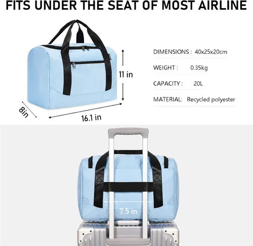 Vista 5 de ECOHUB Bolsa de viaje pequeña de 16 pulgadas, bolsa de viaje para debajo del asiento, bolsa de gimnasio para mujeres y hombres