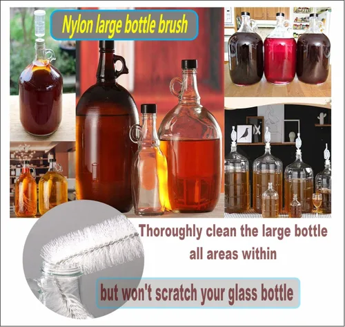 Vista 7 de Cepillo Carboy, 2 piezas de cepillos de nailon de 30 pulgadas y cepillos de acero inoxidable con mango extendido para botellas de agua de 3, 5, 6