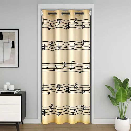 Vista 9 de Manfei Bonita cortina de puerta de gato negro Kawaii para puerta de armario, cortinas opacas con temática de animales estrellados, cortina opaca