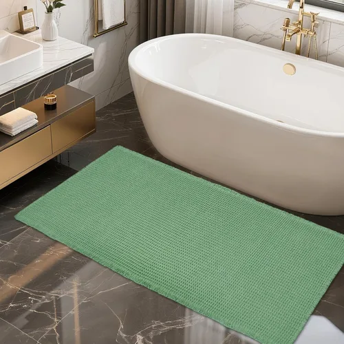 Vista 31 de ZALL - Tapete de baño de punto gofre beige, súper absorbente, antideslizante, largo, color crema, 24 x 72 pulgadas, lavable a máquina, ultra suave