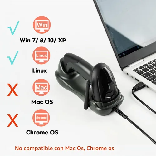 Vista 2 de NADAMOO Escáner de código de barras inalámbrico con base de carga USB 328 pies de transmisión de largo portátil 1D lector de código de barras láser