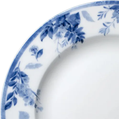 Vista 4 de Mikasa Kiley Bone China - Juego de vajilla ligera de 16 piezas resistente a las astillas, servicio para 4, azul y blanco