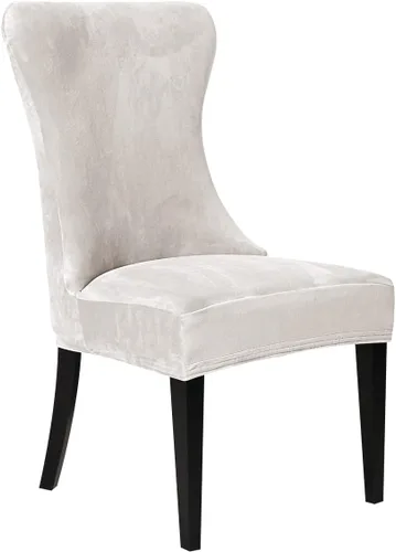 Vista 20 de XMNTG Juego de 4 fundas elásticas de terciopelo negro para silla con respaldo de ala, súper suave, reutilizables, lavables, protectores de silla