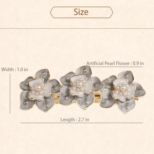 Vista 6 de Pinza para el pelo de perlas para mujeres y niñas, pasador de pelo de perla con flor de perla artificial, accesorios decorativos para el peinado