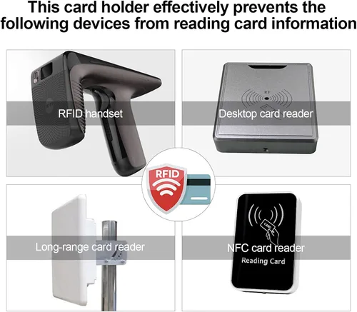 Vista 6 de Shudyear 10 fundas de bloqueo RFID para protección contra robo de identidad, papel de aluminio impermeable diseño delgado fácilmente en tu cartera