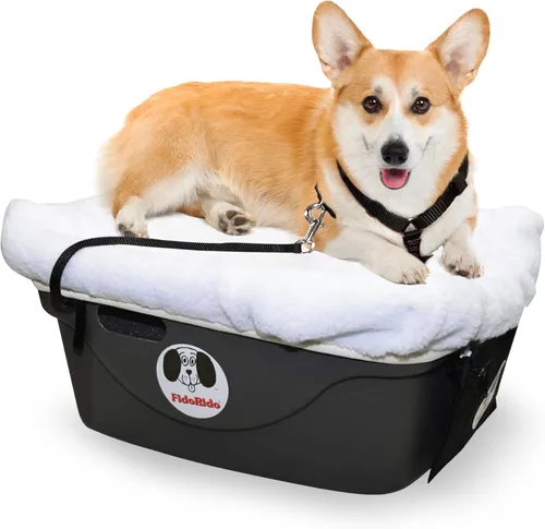 Vista 10 de FIDORIDO Asiento de automóvil para perro, asiento de auto con funda, arnés y correas, base de plástico duradero, cómodos cojines, fácil de instalar