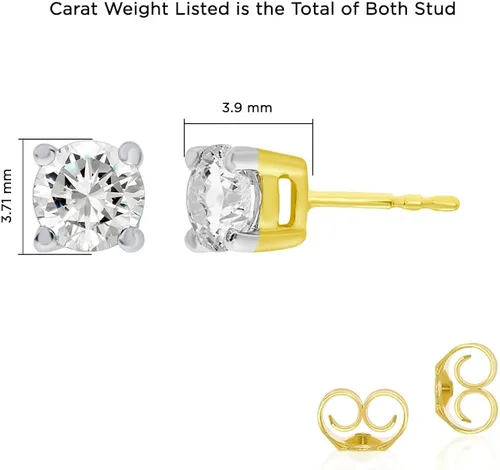 Vista 2 de La Joya 14 - 1 Carat Diamond Stud Earrings Lab Created Diamond Earrings for Women in 14K Solid Gold Dazzling Color and Clarity Diamonds
