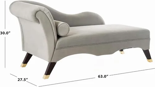 Vista 12 de Safavieh Home Collection Caiden - Tumbona de terciopelo gris con almohada