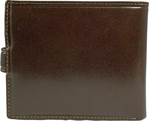 Vista 7 de Visconti Monza - Cartera italiana esmaltada de piel suave con 5 pliegues cuádruples, Marrón
