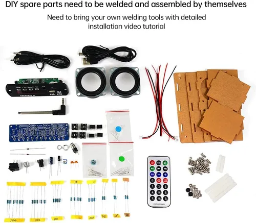 Vista 8 de Diymore Kit de altavoz Bluetooth para bricolaje, kit de práctica de soldadura de radio, altavoces duales y control remoto, para soporte