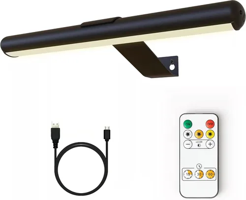 Vista 9 de Paquete de 2 luces de imagen para obras de arte de pared recargables de 5000 mAh luz de pintura con controlador, colores cálidos, naturales/fríos