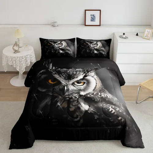 Vista 18 de Erosebridal Juego de edredón tamaño individual de animales del bosque, juego de ropa de cama de oso marrón para niños y niñas, edredón de plumón