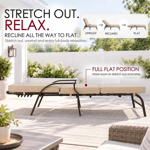 Vista 5 de Kozyard Maya Chaise Lounge - Silla reclinable para patio al aire libre Canela