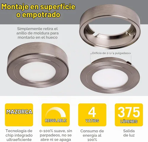 Vista 2 de Armacost Lighting 223411 Luz LED Tipo Disco, Blanco Brillante Cepillado inoxidable