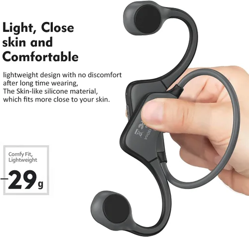 Vista 8 de PARAMITA DG08 Auriculares de conducción ósea, Bluetooth 5.3, auriculares inalámbricos impermeables deportivos con micrófono, para entrenamientos