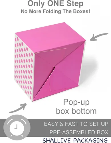 Vista 5 de Shallive 48 cajas rosadas de 6 x 6 x 4 pulgadas, cajas de regalo pequeñas con tapas y cintas, cajas de propuesta de dama de honor de acuarela