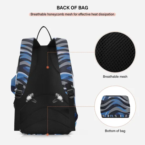 Vista 4 de Bolsas de raqueta de bádminton para tenis, impermeables, con textura animal azul-gris, bolsa deportiva para pickleball para hombres y mujeres, bolsa