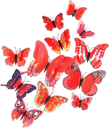 Vista 24 de OPSEAM - Calcomanías 3D de mariposa, 24/48 unidades, para decoraciones de pared, fiestas, con imanes (morado, 24)