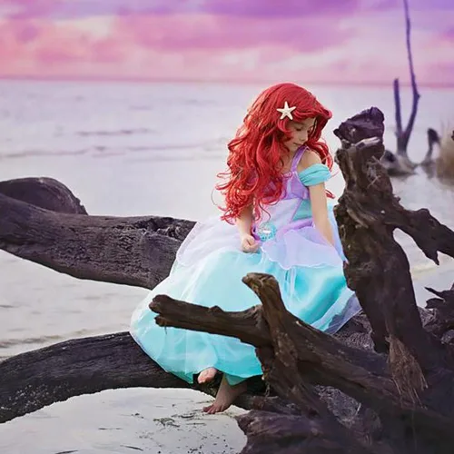 Vista 6 de Disfraz de sirena para niñas, disfraz de princesa, fiesta de cumpleaños, Halloween, Navidad, carnaval, cosplay