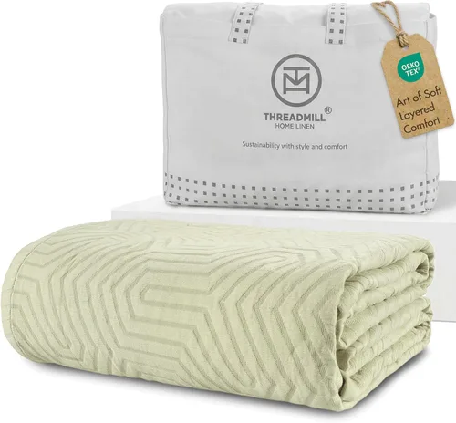 Vista 20 de Threadmill Mantas de Algodón de Lujo para Cama de Tamaño King Manta de Algodón 100% Acogedora para Todas las Estaciones Colcha Jacquard Aster
