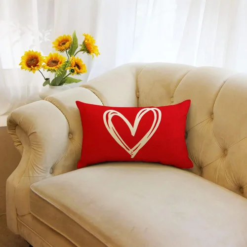 Vista 5 de Ogiselestyle Funda de almohada de corazón de amor, 12 x 20 pulgadas, para el día de San Valentín, día de la madre, aniversario, boda, decoración