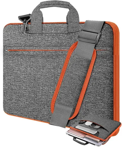 Vista 12 de Funda para laptop de 13.3 pulgadas con correa para el hombro, maletín delgado para computadora con correa compatible con MacBook Air/Pro 13/Pro 14