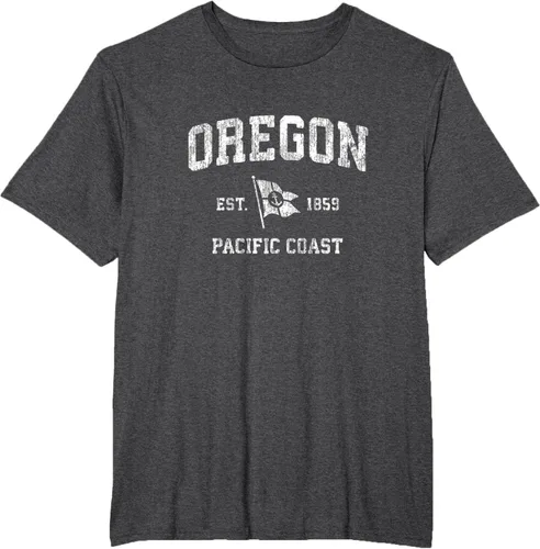 Vista 27 de Oregon Vintage barco ancla bandera diseño de West Coast Retro Tee, hombre S, Arándano