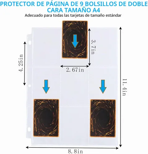 Vista 2 de Protector de páginas de 9 bolsillos – 648 bolsillos premium de doble cara fundas para tarjetas de intercambio de páginas para carpeta de 3 anillas