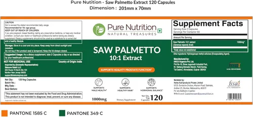 Vista 9 de Pure Nutrition Saw Palmetto Extracto 10:1, 1000 mg por porción de 2 cápsulas 120 cápsulas vegetales Soporte de próstata Suplemento de próstata