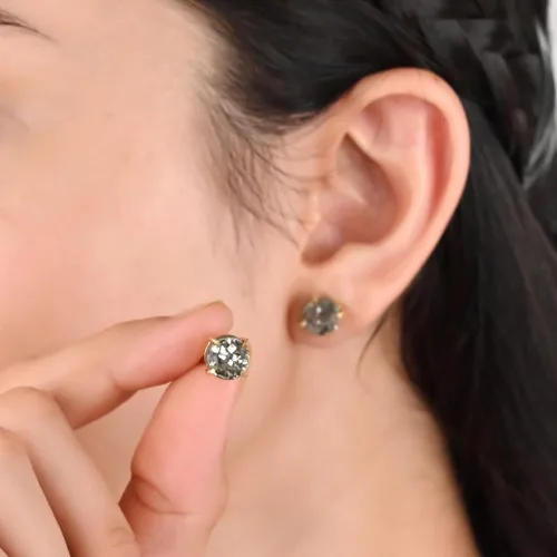 Vista 56 de Gempires Natural Raw Prong Setting Stud Earrings, 8-10 mm Crystals Earring, Handmade Jewelry, Gift for Her