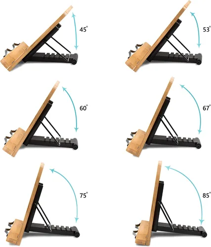 Vista 5 de Readaeer Soporte para libros de bambú, soporte grande para libros con 6 alturas ajustables, soporte plegable para libros de cocina y oficina