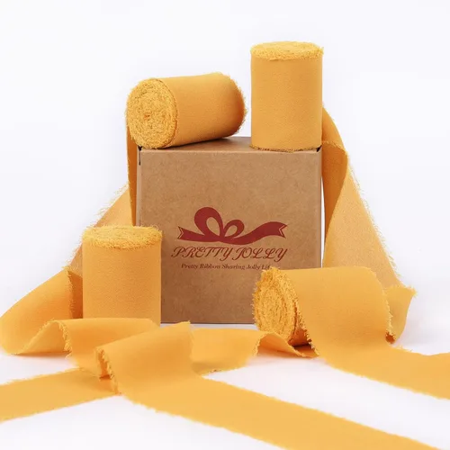 Vista 36 de Pretty Jolly Cinta de gasa beige para envolver regalos, 3 rollos de 2 pulgadas x 7 yardas, cinta de tela de seda hecha a mano con flecos para ramo
