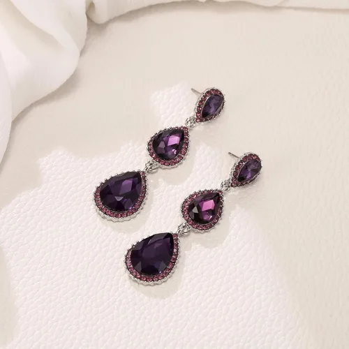 Vista 68 de EleQueen Pendientes de cristal austriaco en tono dorado para mujer, forma de pera de 2.5 pulgadas, color esmeralda