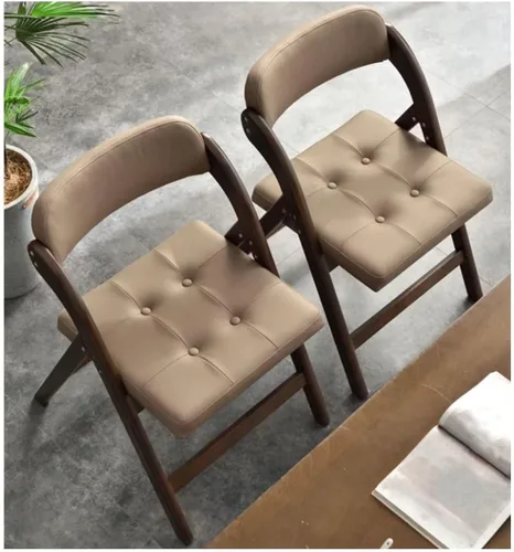 Vista 2 de Sillas de oficina plegables de madera maciza con asientos acolchados, sillas de cocina, ideales para reuniones familiares, adecuadas para comedor
