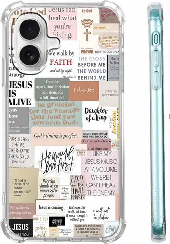 Vista 54 de Funda para Celular con Versículos de la Biblia, Colocación de Citas Cristianas de Jesús, Diseño Collage, Funda Protectora Suave de TPU de Moda