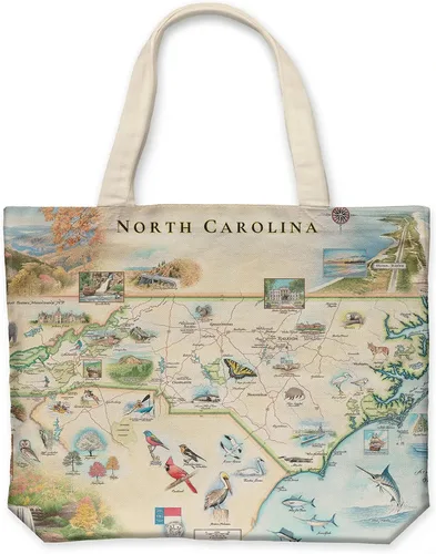 Vista 45 de Xplorer Maps Bolsa de lona con asas, bolsa de compras de comestibles de tela, bolsa reutilizable y ecológica, 100% algodón, lavable