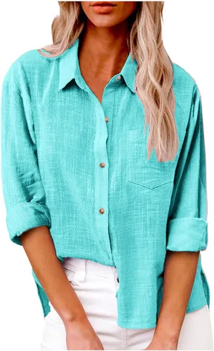 Vista 104 de SMIDOW Camisa de algodón y lino con botones para mujer